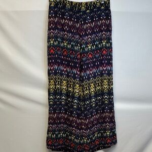 Bisou Bisou Colorful Boho Palazzo Pants Wide Leg Flowy Festival Sheer Summer L